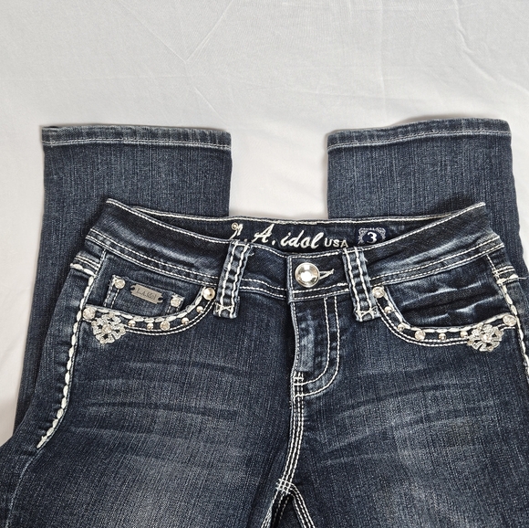 L a idol rhinestone studded bling capri jeans size 3 - Picture 9 of 15